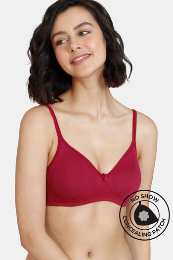 Buy Zivame Conceal Petals Double Layered Non Wired 3/4th Coverage T-Shirt Bra - Beet Red